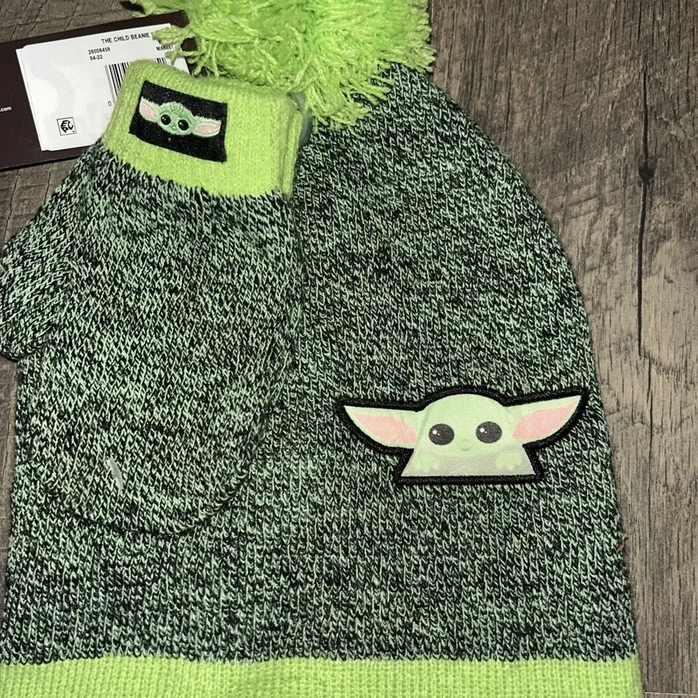 NWT Star Wars Mandalorian‎ Baby Yoda Beanie Hat Green with Pompom & Mittens